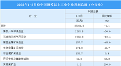 2025年1-5月全國規(guī)上工業(yè)企業(yè)利潤總額情況：制造業(yè)利潤總額同比增長5.4%（圖）