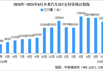 2025年6月小米汽車交付量情況：交付超2.5萬臺（圖）