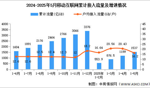2025年1-5月中国通信业总体运行及电信业务使用情况分析（图）