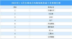 2025年1-5月全球動力電池裝機(jī)量前十企業(yè)排行榜（附榜單）