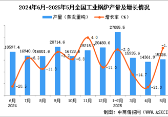 2025年5月全國工業(yè)鍋爐產(chǎn)量數(shù)據(jù)統(tǒng)計分析