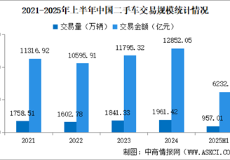 2025年上半年中国二手车交易情况：交易量小幅增加（图）