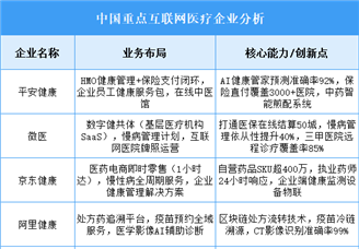 2025年中國互聯(lián)網(wǎng)醫(yī)療重點企業(yè)業(yè)務布局預測分析（圖）