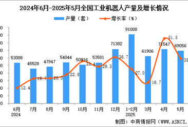 2025年5月全国工业机器人产量数据统计分析