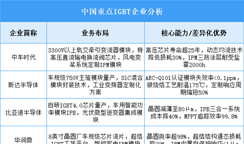 2025年中国IGBT重点企业业务布局预测分析（图）
