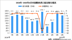 2025年6月中國糧食進(jìn)口數(shù)據(jù)統(tǒng)計(jì)分析：進(jìn)口量1439.6萬噸