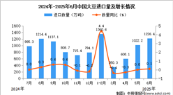 2025年6月中國(guó)大豆進(jìn)口數(shù)據(jù)統(tǒng)計(jì)分析：進(jìn)口量1226.4萬(wàn)噸