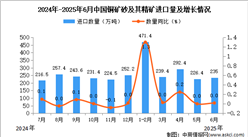 2025年6月中國銅礦砂及其精礦進(jìn)口數(shù)據(jù)統(tǒng)計(jì)分析：進(jìn)口量235萬噸