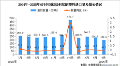 2025年6月中國初級形狀的塑料進(jìn)口數(shù)據(jù)統(tǒng)計分析：進(jìn)口量199.6萬噸