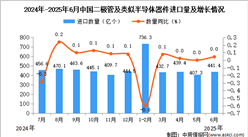 2025年6月中國二極管及類似半導體器件進口數(shù)據(jù)統(tǒng)計分析：進口量441.4億個