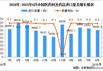 2025年6月中国医药材及药品进口数据统计分析：进口量35430.6吨