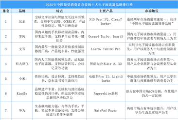 2025年中国最受消费者喜爱的十大电子阅读器品牌排行榜（附榜单）