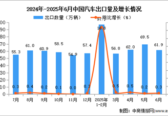 2025年6月中國汽車出口數(shù)據(jù)統(tǒng)計分析：出口量同比增長0.3%