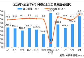 2025年6月中國(guó)稀土出口數(shù)據(jù)統(tǒng)計(jì)分析：出口量7742.2噸