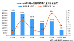 2025年1-6月中国葡萄酒进口数据统计分析：进口量同比下降12.7%