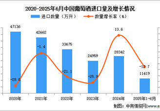 2025年1-6月中國葡萄酒進口數(shù)據(jù)統(tǒng)計分析：進口量同比下降12.7%