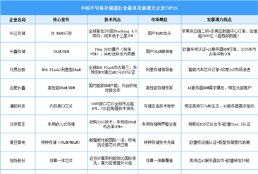 2025年中国半导体存储器行业最具发展潜力企业（附名单）