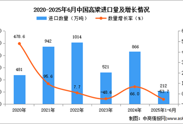 2025年1-6月中國高粱進口數(shù)據(jù)統(tǒng)計分析：進口量212萬噸