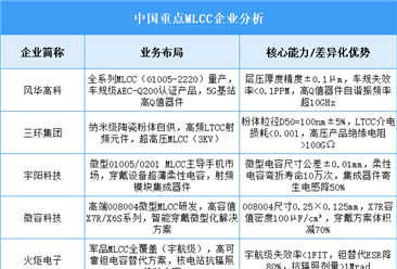 2025年中國MLCC重點企業(yè)業(yè)務(wù)布局預(yù)測分析（圖）
