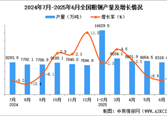 2025年6月全國粗鋼產量數據統(tǒng)計分析