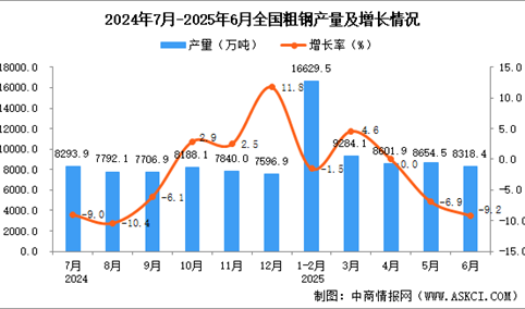 2025年6月全国粗钢产量数据统计分析