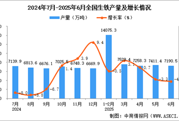 2025年6月全国生铁产量数据统计分析