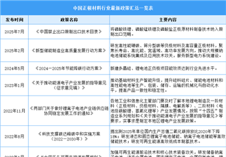 2025年中国正极材料行业最新政策汇总一览（表）