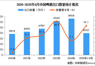 2025年1-6月中國(guó)啤酒出口數(shù)據(jù)統(tǒng)計(jì)分析：出口量同比增長(zhǎng)24.1%
