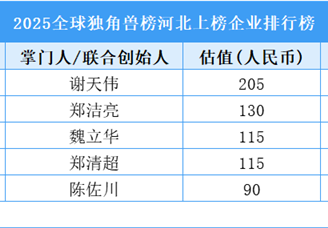 2025全球獨角獸榜河北上榜企業(yè)排行榜（附榜單）