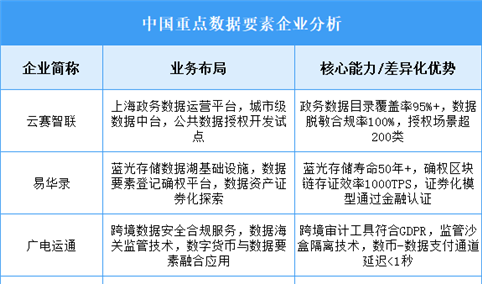 2025年中国数据要素重点企业业务布局预测分析（图）