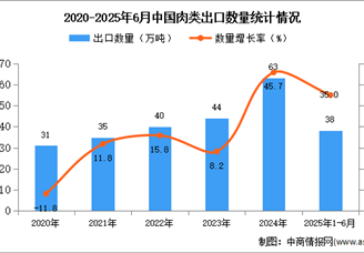 2025年1-6月中国肉类出口数据统计分析：出口量同比增长35%