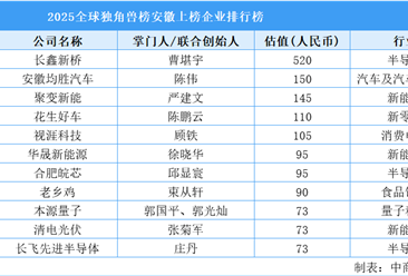 2025全球独角兽榜安徽上榜企业排行榜（附榜单）