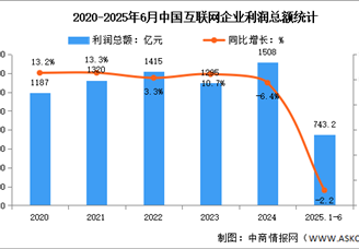 2025年1-6月中国互联网业务收入及利润分析：利润总额降幅持续加大（图）