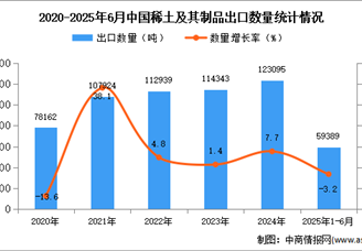 2025年1-6月中國(guó)稀土及其制品出口數(shù)據(jù)統(tǒng)計(jì)分析：出口量同比下降3.2%