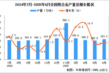 2025年6月全国铁合金产量数据统计分析