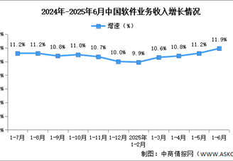 2025年1-6月中国软件业务收入及利润增速分析：软件业务收入稳健增长 （图）