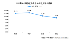 2025年1-6月中國(guó)軟件業(yè)分地區(qū)運(yùn)行情況分析（圖）