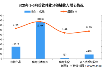 2025年1-6月中国软件业务收入及分领域运行情况分析（图）