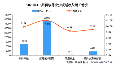 2025年1-6月中国软件业务收入及分领域运行情况分析（图）