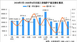 2025年6月全國(guó)工業(yè)鍋爐產(chǎn)量數(shù)據(jù)統(tǒng)計(jì)分析
