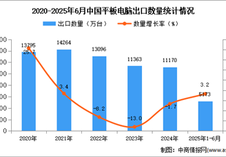 2025年1-6月中国平板电脑出口数据统计分析：出口量同比增长3.2%