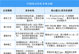 2025年中國絲杠重點(diǎn)企業(yè)業(yè)務(wù)布局預(yù)測分析（圖）
