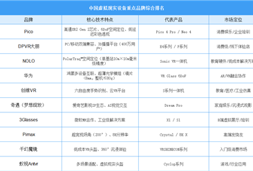 2025年中国虚拟现实设备重点品牌综合排名（图）