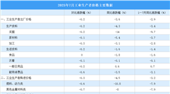 2025年7月份工業(yè)生產(chǎn)者出廠價格PPI同比下降3.6%，環(huán)比下降0.2%（圖）