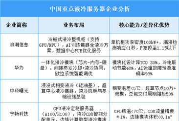2025年中国液冷服务器重点企业业务布局预测分析（图）