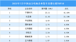 2025年7月中國動(dòng)力電池企業(yè)裝車量排行榜TOP10（附榜單）
