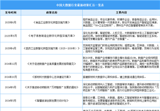2025年中国大数据产业最新政策汇总一览（表）