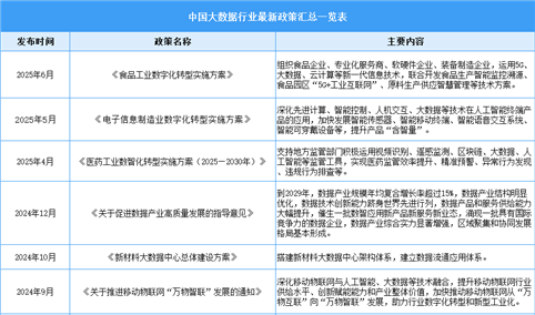 2025年中国大数据产业最新政策汇总一览（表）