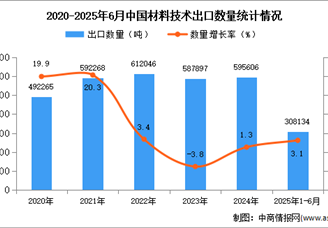 2025年1-6月中国材料技术出口数据统计分析：出口量同比增长3.1%