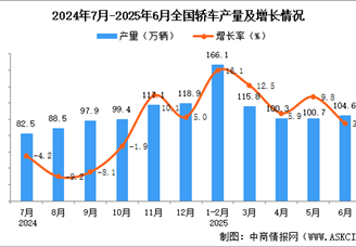 2025年6月全国轿车产量数据统计分析